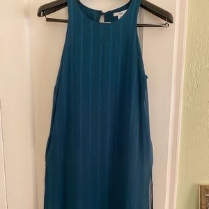 Long Sheer BarIII Top w/Cami, Dk Teal, M Sleeveles